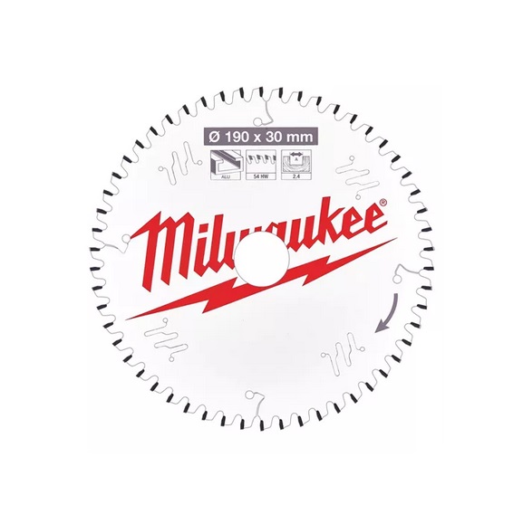 Milwaukee Kreissägeblatt Alu 190 x 30 x 2,4 x 54 FTZ negativ
