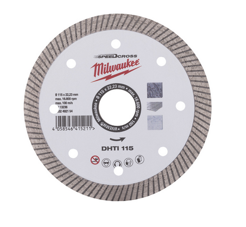 Milwaukee Diamanttrennscheibe DHTi 115 mm Keramik u. Naturstein, geschlossen
