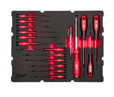 Milwaukee Feinschraubendreher Einlage 17-teilige Einlage für PACKOUT Koffer mit Schublad