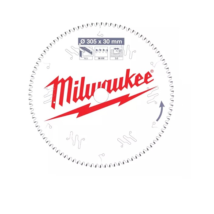 Milwaukee Kreissägeblatt Ø305mm x 30 mm  96 TF Zahn für Kunststoff und Metall