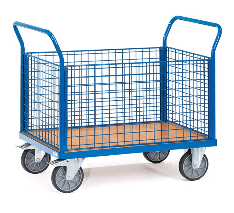 Fetra Vierwandwagen mit 4 Wänden aus Drahtgitter und einer Ladefläche von 1.200 x 800mm 1553