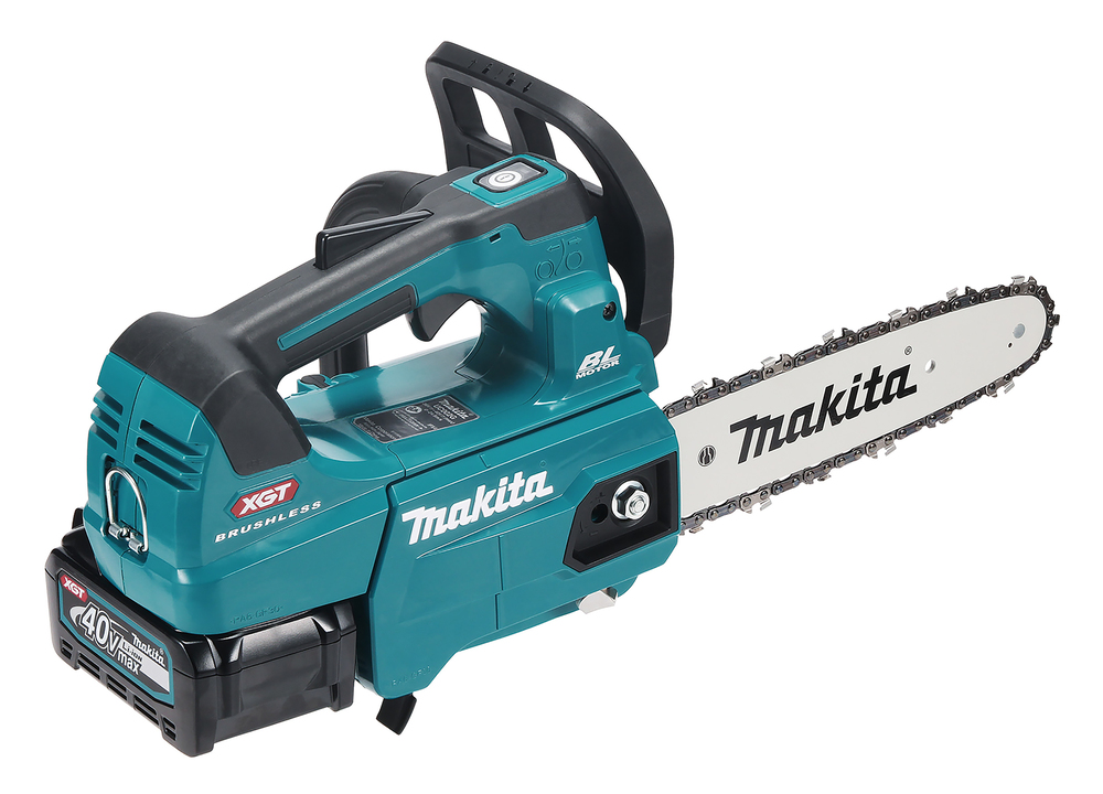 Makita Akku-Top-Handle-Kettensäge 40V max. Tank Kettenöl 0,2 l, Kettengeschwindigkeit 24,8