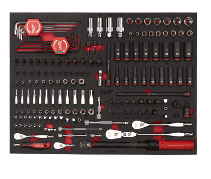 Milwaukee Ratschen-, Bit- & Steckschlüsseleinsät 171-teilige Einlage für Werkstattwagen 36"/46"