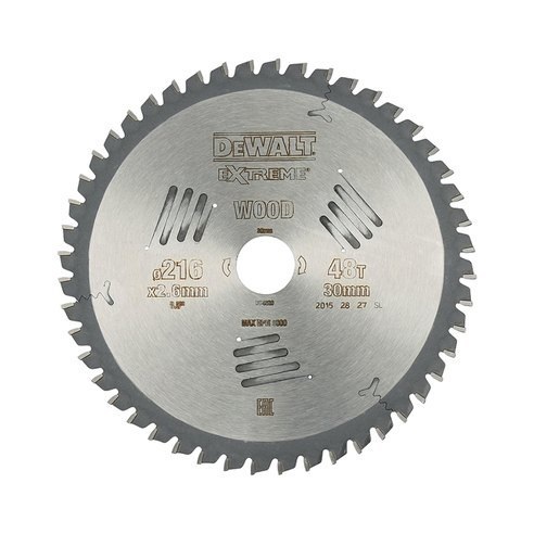 DeWalt EXTREME Stationärkreissägeblatt - Universeller Einsatz und Querschnitte DT4320 216x30Z48