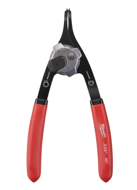 Milwaukee Sicherungsringzange für Wellen und Bohrung 45° gekröpft, 0,9 mm Spitze