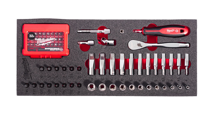Milwaukee ¼ Ratschen- und Steckschlüssel Einlage 76-teilig Milwaukee ¼ Ratschen- und Steckschlüssel Einlage 76-teilig