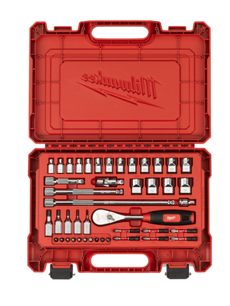 Milwaukee 3/8" Ratsche mit Softgrip-Auflage metrisch, 44-teilig