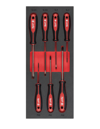 Milwaukee Tri-Lobe Schraubendreher Einlage 7-teilige SL/PH Einlage für Werkstattwagen 78 cm