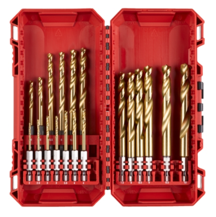 Milwaukee SHOCKWAVE Metallbohrer HSS-G RED HEX 19-teiliges Set in PACKOUT kompatibler Kassette