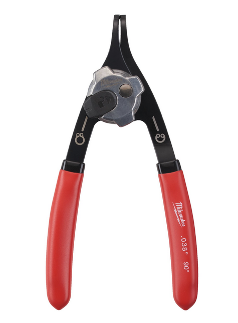 Milwaukee Sicherungsringzange für Wellen Bohrung 90° gekröpft, 0,9 mm Spitze