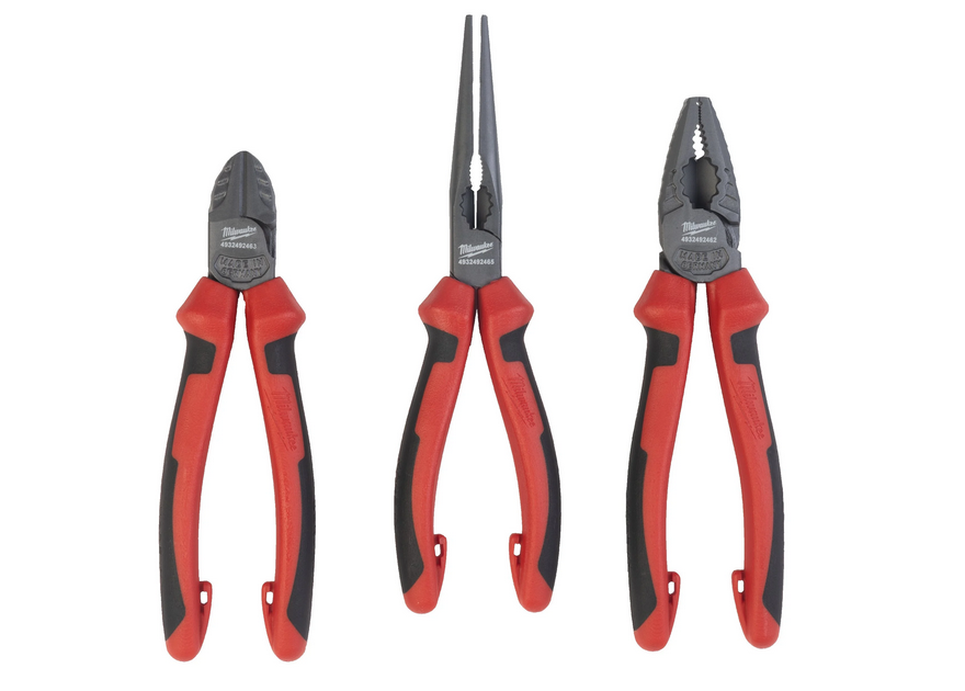 Milwaukee Zangenset 3-teilig Seitenschneider 160 mm, Langbeck-Rundzange, Kombiz