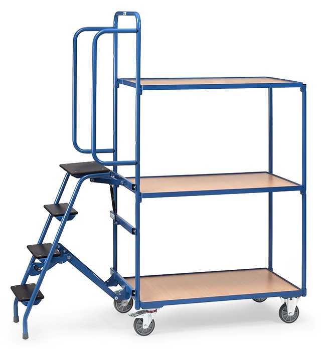 Fetra Kommissionierwagen mit Trittstufen, 3 Ladeflächen und einer Ladefläche von 1.000 x 600mm 2107