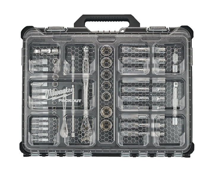 Milwaukee Ratschen- und Steckschlüsseleinsatz Set 1/4" 63-teilig im PACKOUT Organiser Compact