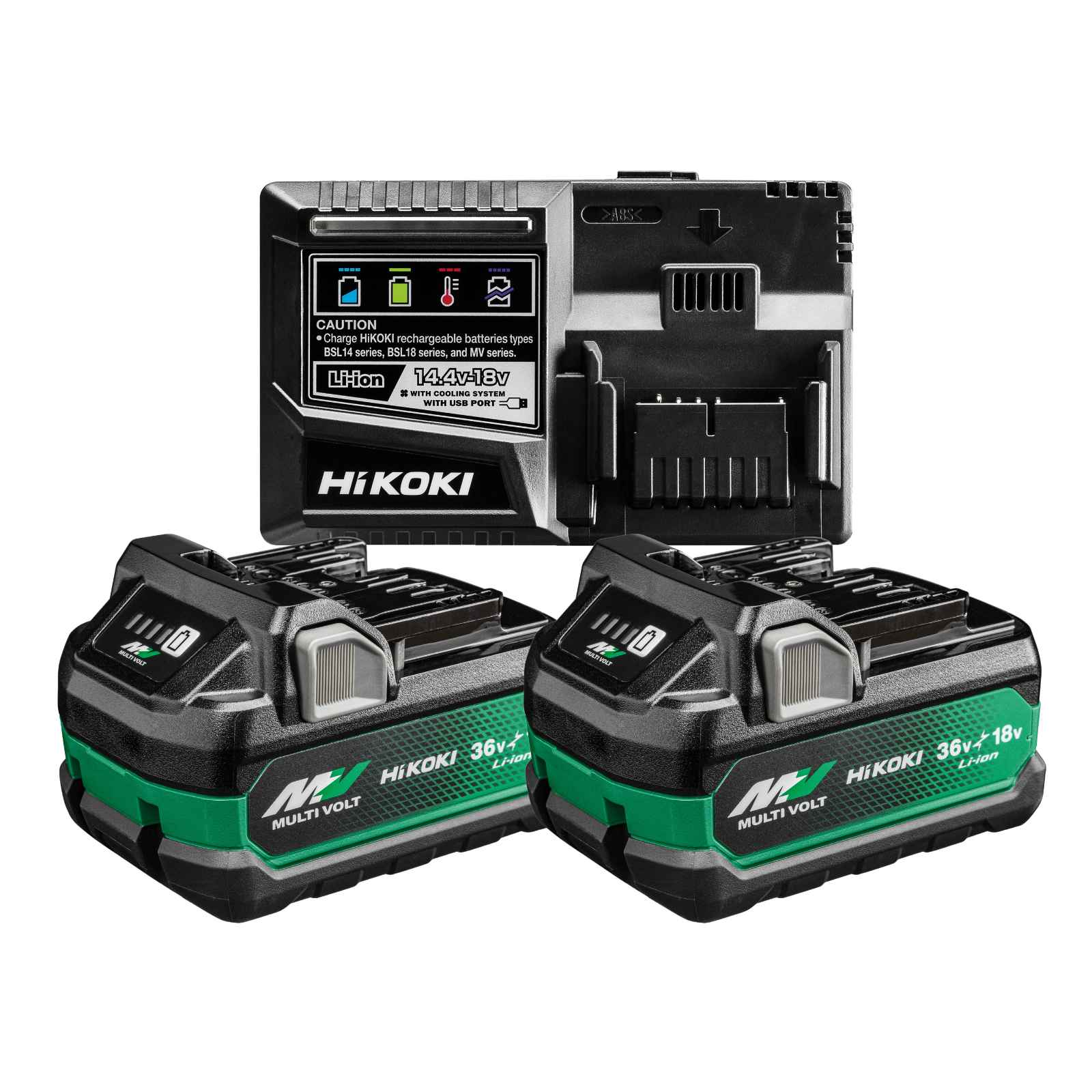 995143943 Hikoki BoosterPack 2x Akkus 36 V 4,0 Ah / 18V 8,0 Ah + Ladegerät (BSL36B18X + UC18YSL3)