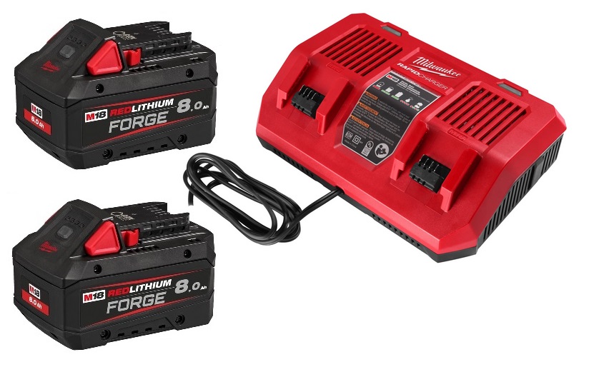 Milwaukee NRG-Kit IN2 M18HNRGO4-802 mit 2x Akku M18 FORGE 8.0 Ah und DFC Doppel-Ladegerät