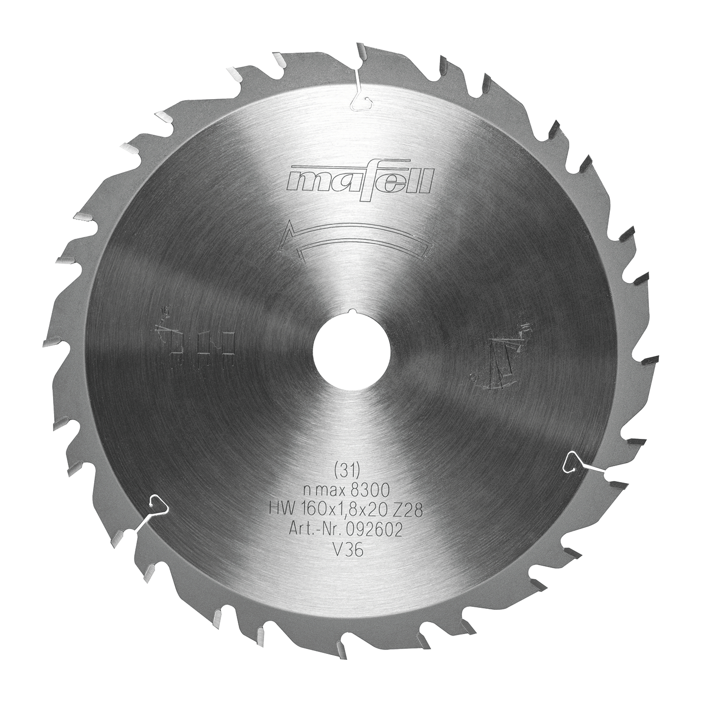 Mafell Sägeblatt-GT, 160 x 1,2/1,8 x 20mm, Z28-7, 3WZ/FZ, für universellen Einsatz in Holz
