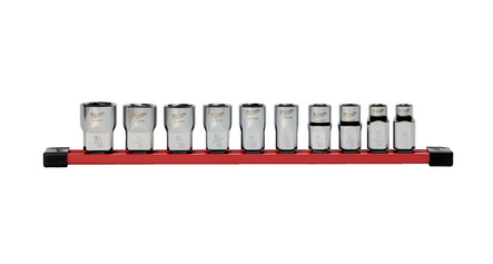Milwaukee Steckschlüsseleinsatz 1/2" Set 6-kant imperial, 10-teilig auf Schiene