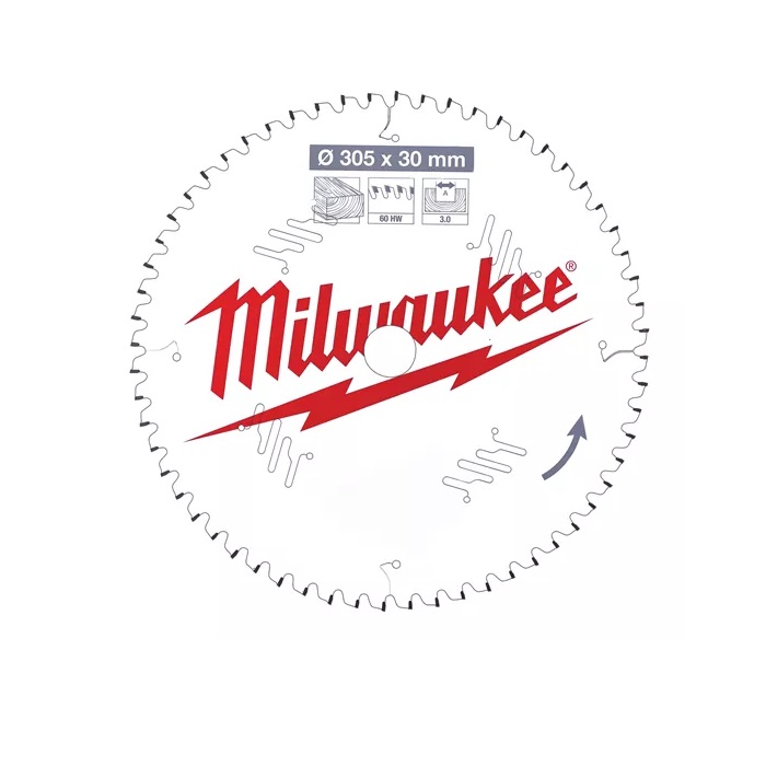 Milwaukee Kreissägeblatt für Kapp- und Gehrungssägen Ø305mm x 30 mm 60 HW Zahn für alle Holzarten