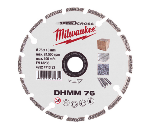 Milwaukee Diamanttrennscheibe DHMM 76 mm für Stahl, Holz, Kunststoff, Gipskarton, Porzellan