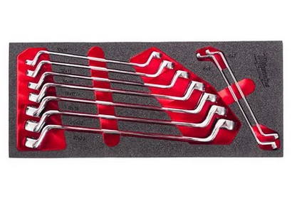 Milwaukee Doppel-Ringschlüssel Einlage 9-teilige Einlage für Werkstattwagen 78 cm