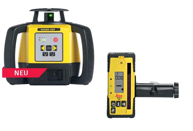 Leica Rugby 640 Laser im Koffer inkl. Batterien, Ladegerät mit Kabel, Rod-Eye 160 Digital 6006000