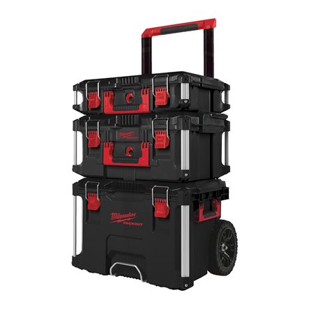 Milwaukee PACKOUT Trolley Promo-Set 3-teilig | 3 Koffer stapelbar mit Rädern und Griff