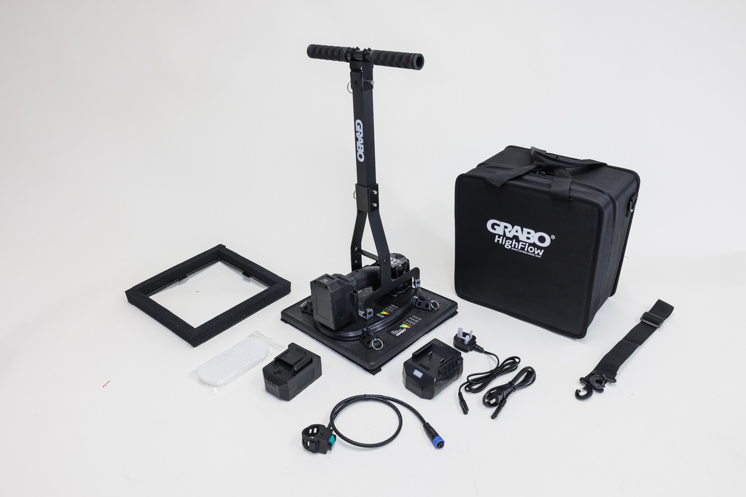 GRABO High Flow | mit Saugpalatte, 2 Akkus, Ladegerät, T-Griff & Tasche