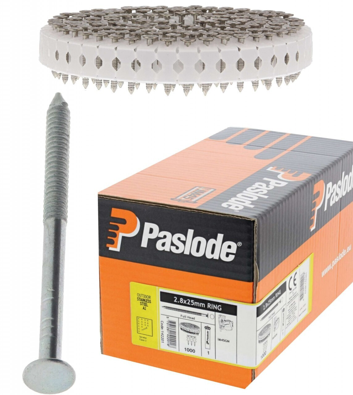 n-gel Coilnägel ø2,8x25mm 0° GN-Tape, Edelstahl A2 (gerillt) + Fuel Cell