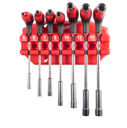 Milwaukee T-Griff-Set Steckschlüssel 7-teilig, 5, 6, 7, 8, 10, 12, 13 mm + magnetischer Milwaukee T-Griff-Set Steckschlüssel 7-teilig, 5, 6, 7, 8, 10, 12, 13 mm + magnetischer