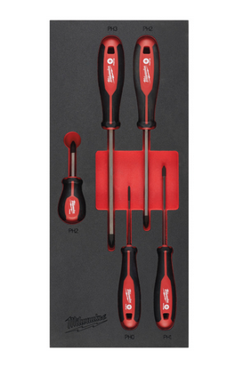 Milwaukee Tri-Lobe Schraubendreher Einlage 5-teilige PH Einlage für Werkstattwagen 78 cm