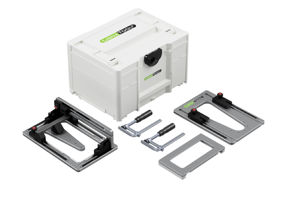 Lignatool Set SFS mini 75 Loch und Zapfenschablone für Holquerschnitte von 5x8cm bis 12x16cm