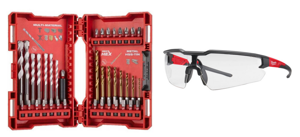 Milwaukee SHOCKWAVE Promoset 39-tlg. + Schutzbrille klar Milwaukee SHOCKWAVE Promoset 39-tlg. + Schutzbrille klar