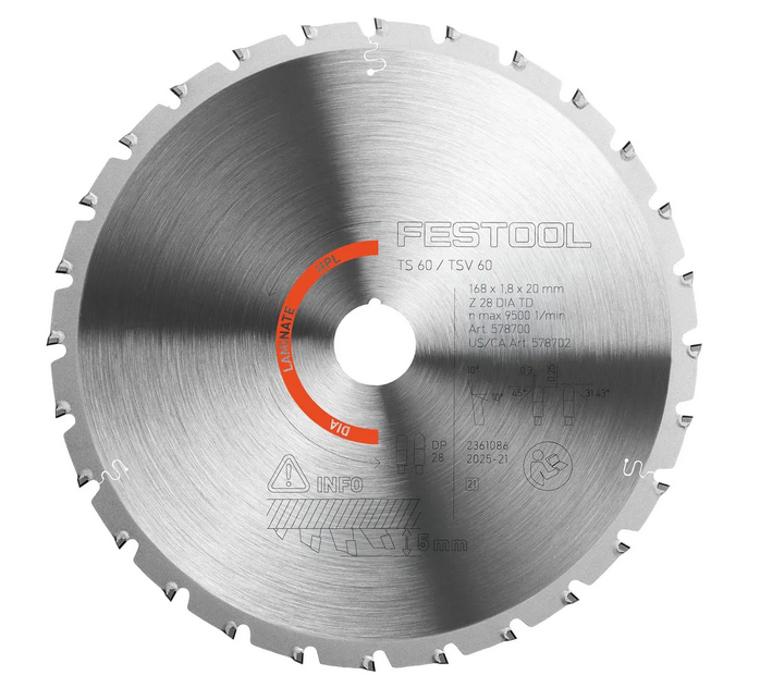 Festool Diamant-Kreissägeblatt LAMINATE/HPL DIA 168x1,8x20
