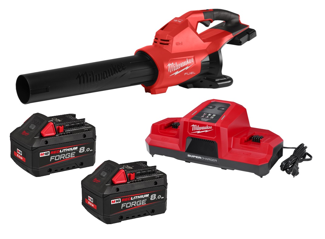 Milwaukee Akku-Laubbläser M18 F2BL-802 inkl. 2x 8.0 Ah FORGE Akkus, 1x Doppelladegerät 