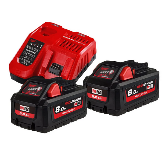 Milwaukee M18HNRG-802 18V Starterset mit 2x 8Ah HighOutput Akkus und Ladegerät