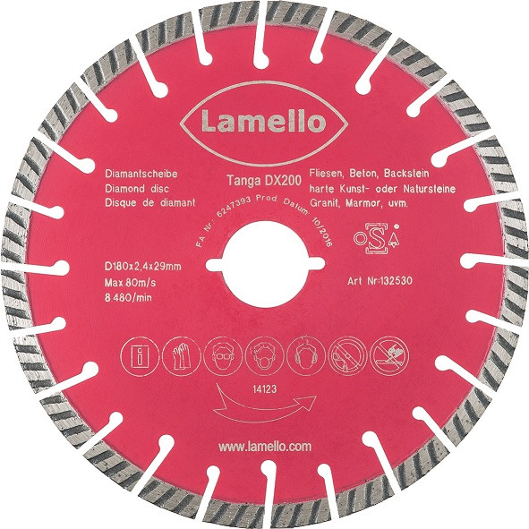 Lamello Diamant-Trennscheibe 180mm - Schnitttiefe bis 60mm für Tanga DX 200