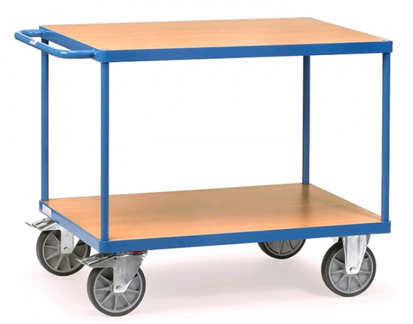 Fetra schwerer Tischwagen mit 2 Böden aus Holz und einer Ladefläche von 1.200 x 800mm 2403