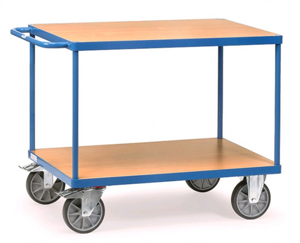 Fetra schwerer Tischwagen mit 2 Böden aus Holz und einer Ladefläche von 1.000 x 700mm 2402