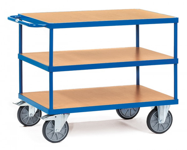 Fetra schwerer Tischwagen mit 3 Böden aus Holz und einer Ladefläche von 850 x 500mm 2420