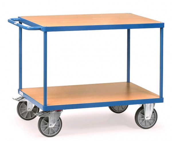 Fetra schwerer Tischwagen mit 2 Böden aus Holz und einer Ladefläche von 1.000 x 600mm 2401