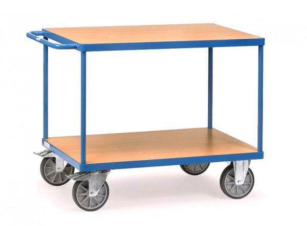 Fetra schwerer Tischwagen mit 2 Böden aus Holz und einer Ladefläche von 850 x 500mm 2400